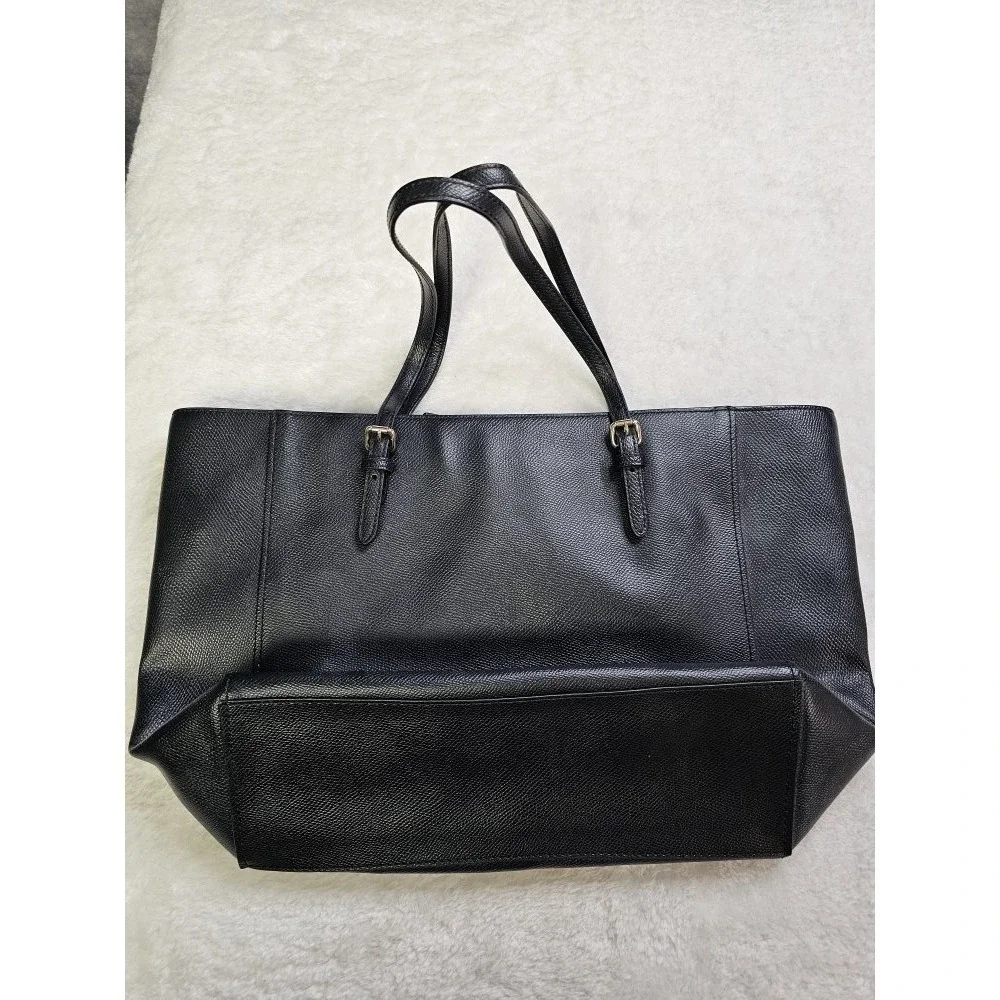 COACH Turnlock Large Tote Black Crossgrain Leather/ Gold Hardware Laptop WorkBag